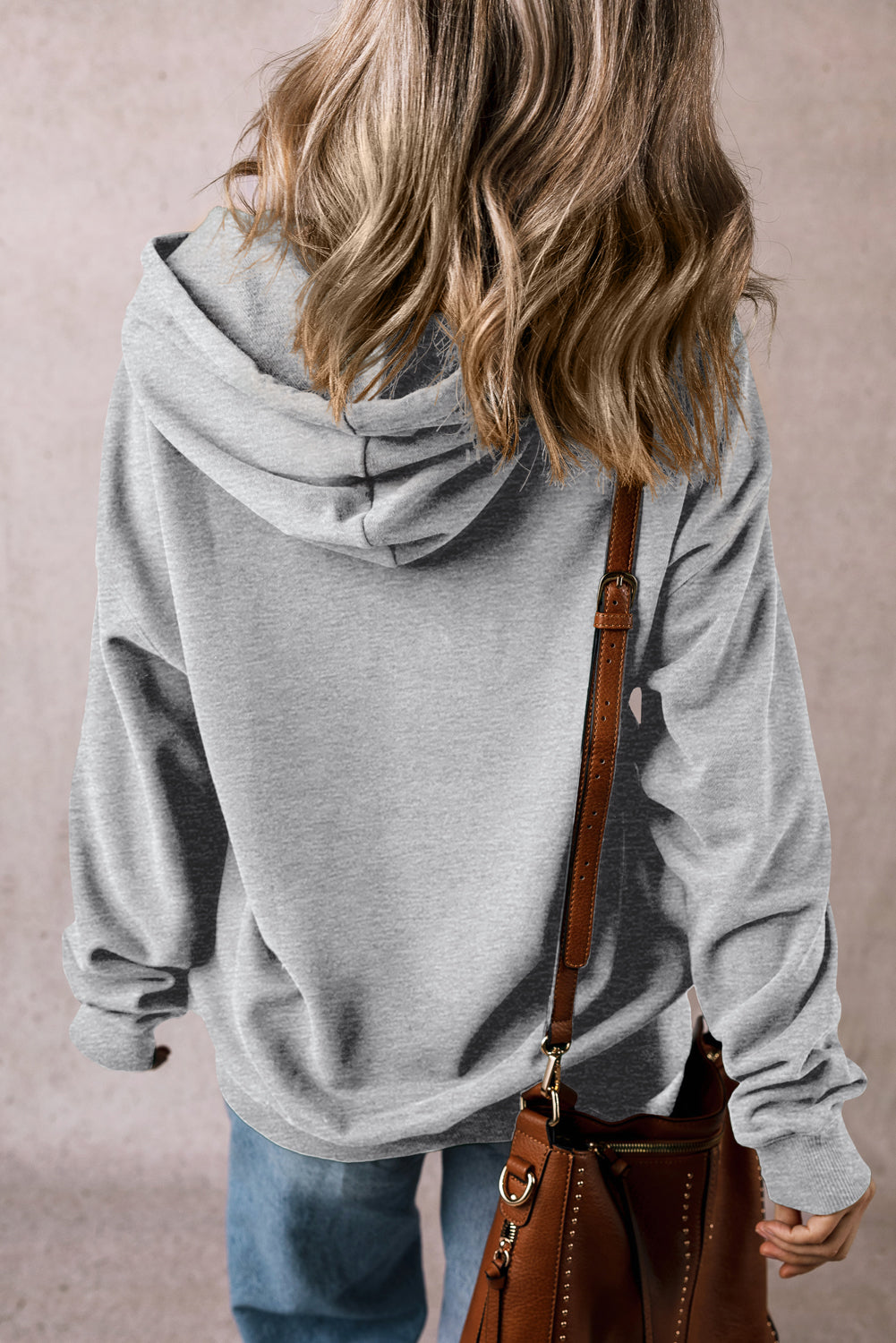 Light Grey Kangaroo Pocket Drawstring Oversized Hoodie