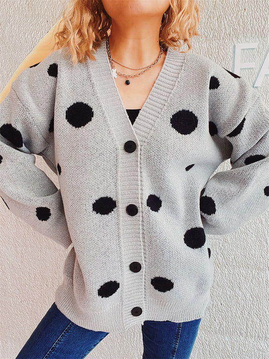 Polka Dot Button Up Cardigan