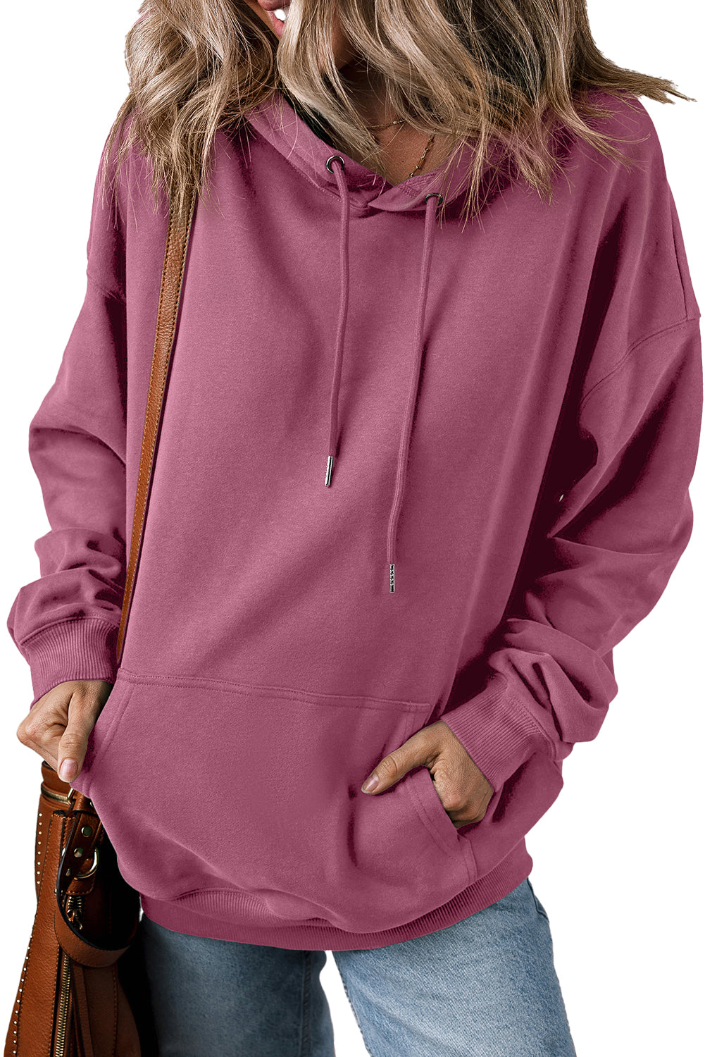 Light Grey Kangaroo Pocket Drawstring Oversized Hoodie