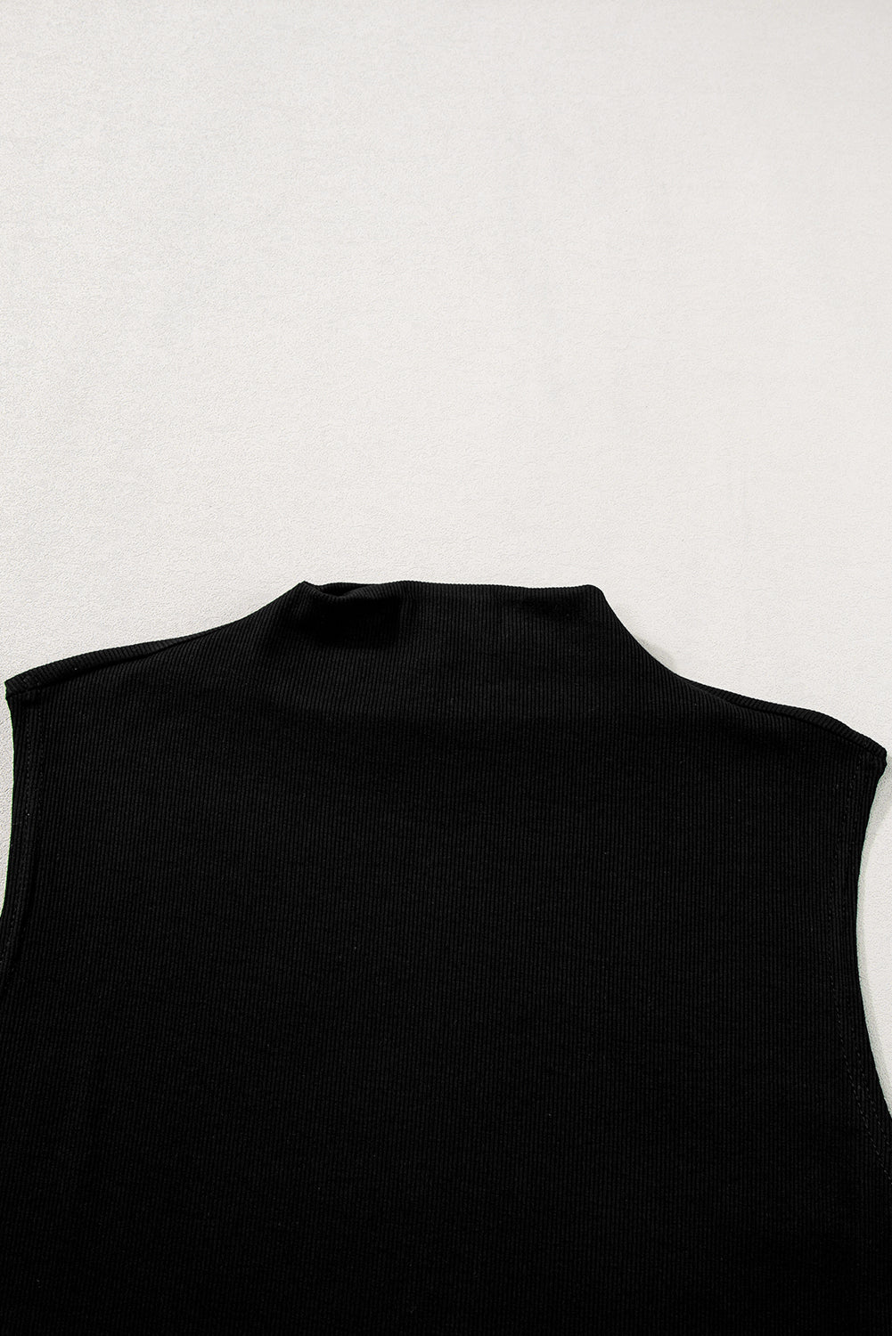 Black Solid Color Mock Neck Tank Top