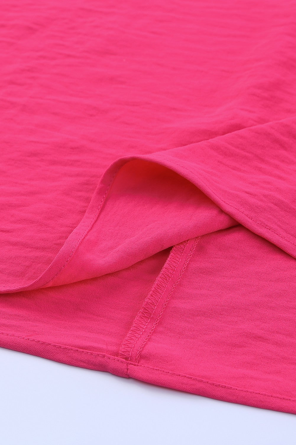 Pink Casual Shirred Cuffs Half Sleeve Blouse