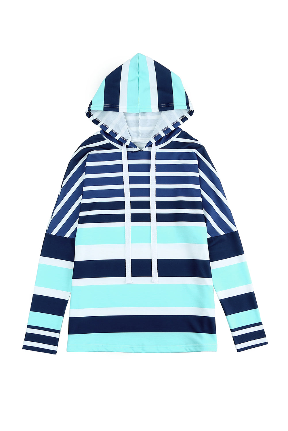 Multicolor Striped Drawstring Pullover Hoodie