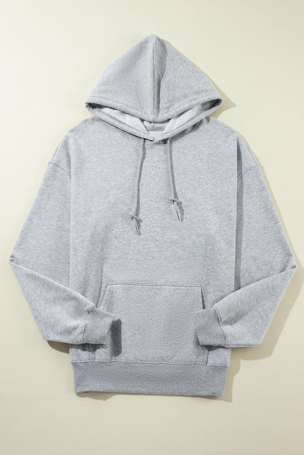 Light Grey Kangaroo Pocket Drawstring Oversized Hoodie