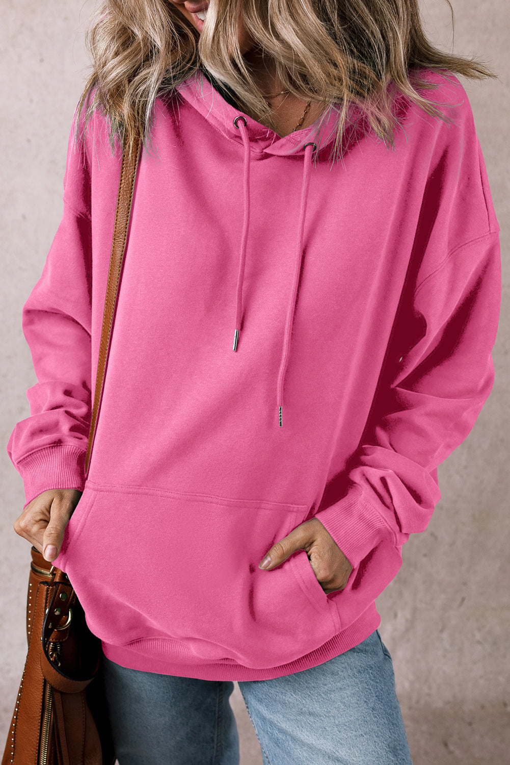 Light Grey Kangaroo Pocket Drawstring Oversized Hoodie