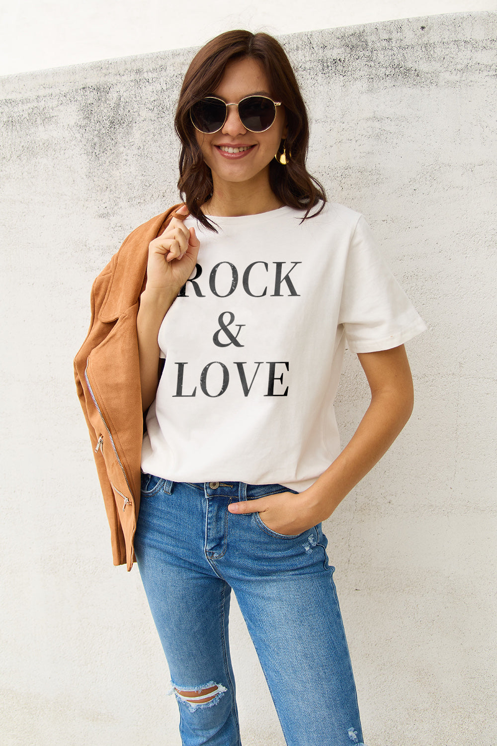 Simply Love Full Size ROCK ＆ LOVE Short Sleeve T-Shirt