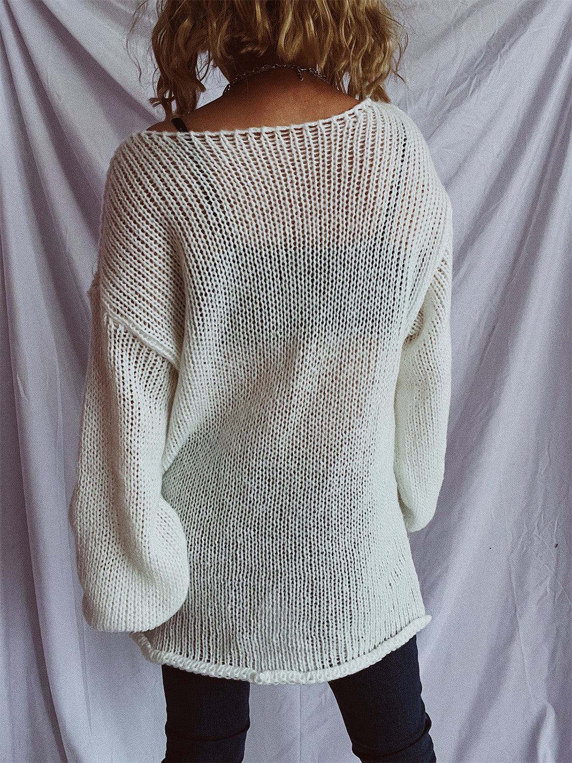 Boat Neck Dropped Shoulder Sweater